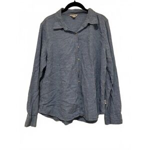 Men's Orvis button down shirt sz M blue linen/cotton #1007‎